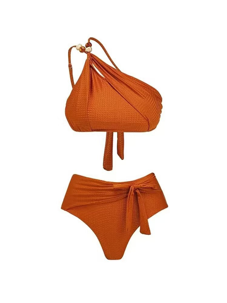 Damen Badeanzug-Set mit asymmetrischem Oberteil und elegantem Sarong Echo Archiv