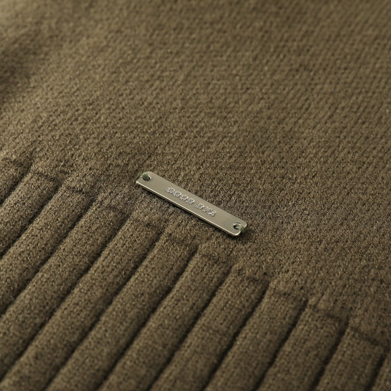 Unisex Oversize Strick-Cardigan mit Stehkragen, durchgehendem Reißverschluss & Struktur-Rippstrick Echoarchiv