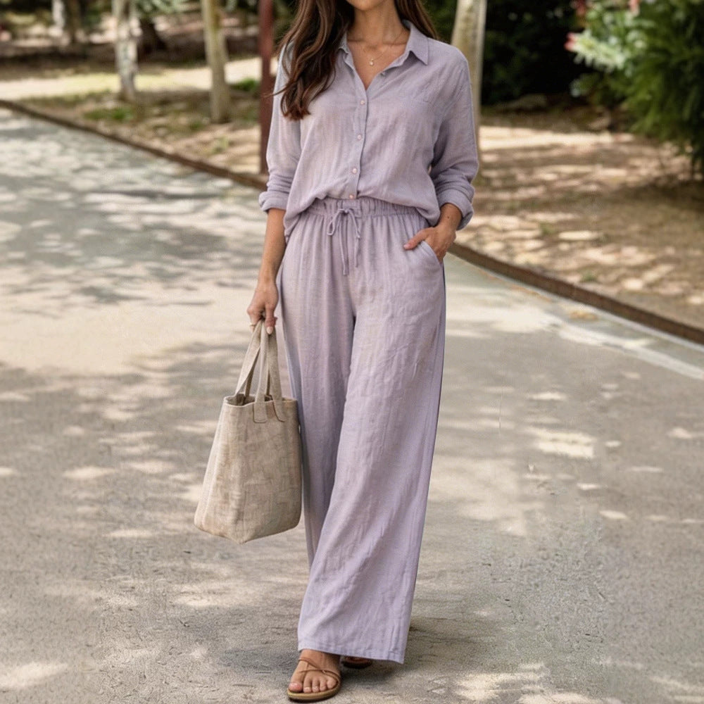 Damen Leichte und bequeme Sommerbluse mit weiten Hosen Echo Archiv