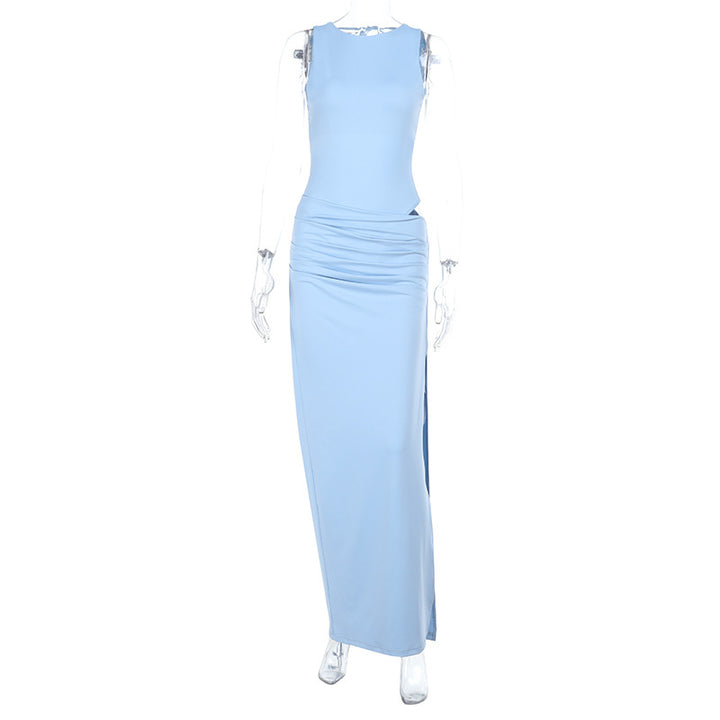 Damen elegantes Maxikleid mit asymmetrischem Design und raffiniertem Tailleneinsatz Echo Archiv
