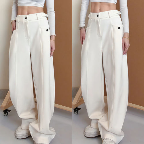 Damen Modische Weitgeschnittene Hochbundhose Echo Archiv