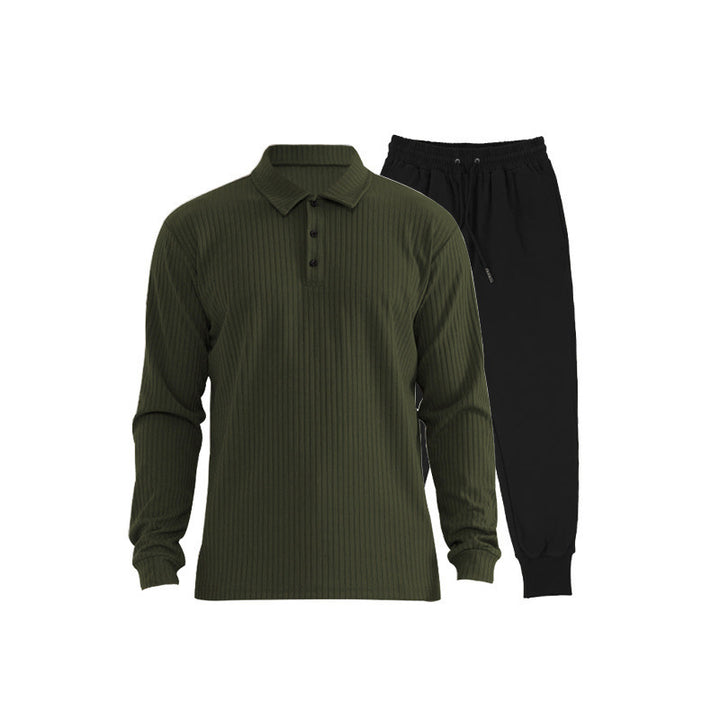 Herren Sportliches Langarm-Polo und Jogginghose Set Echoarchiv