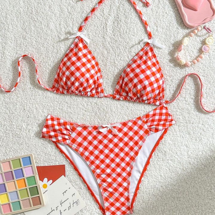 Damen Triangel-Bikini mit verspieltem Karomuster Echo Archiv