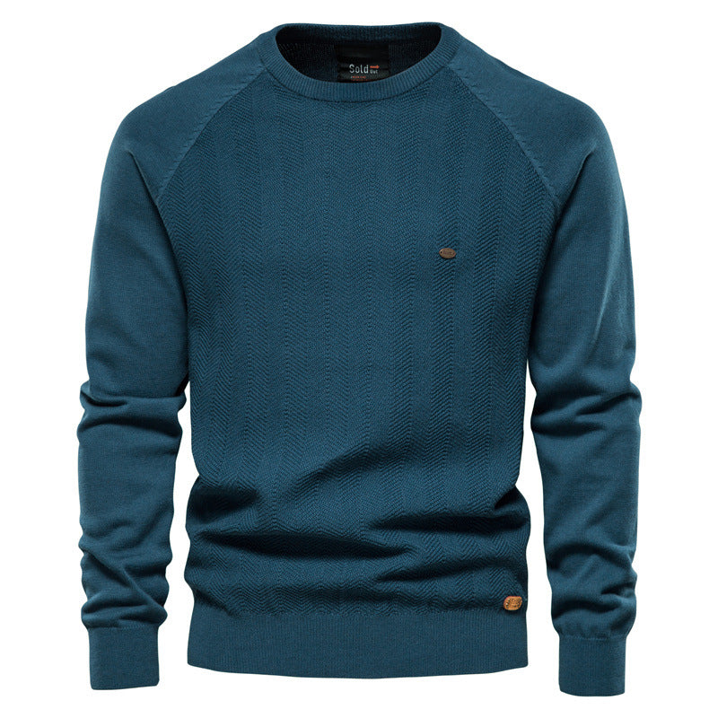 Herren Strickpullover mit elegantem Zickzackmuster und Rundhalsausschnitt Echoarchiv