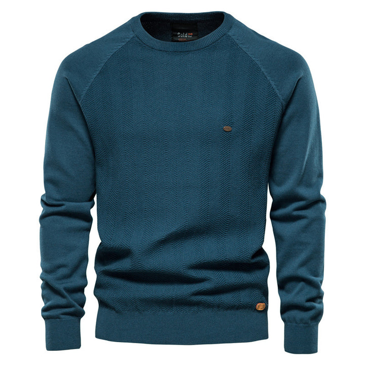 Herren Strickpullover mit elegantem Zickzackmuster und Rundhalsausschnitt Echoarchiv