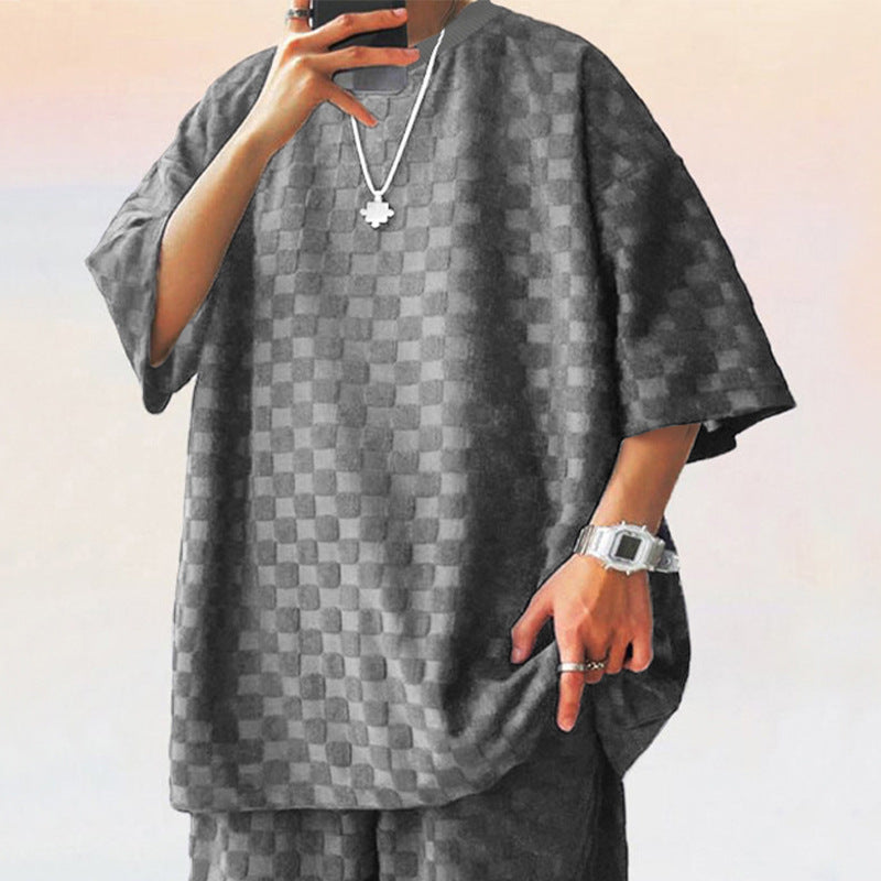 Herren lässiges Kurzarmshirt aus strukturierter Baumwolle Echoarchiv