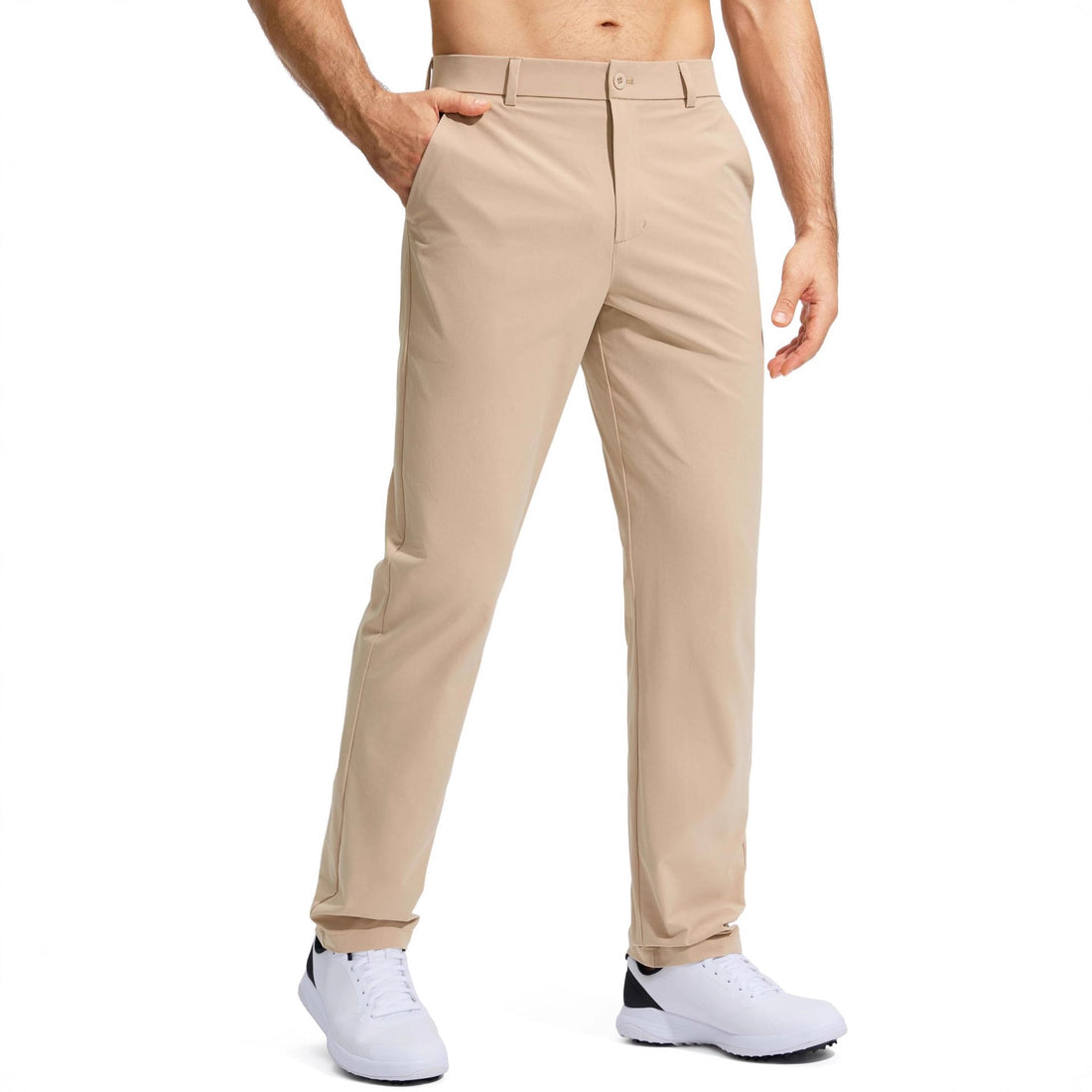 Herren elastische Golftwill-Hose mit geradem Schnitt, knitterfreiem Material und verdeckter Reißverschlusstasche – Sorevano