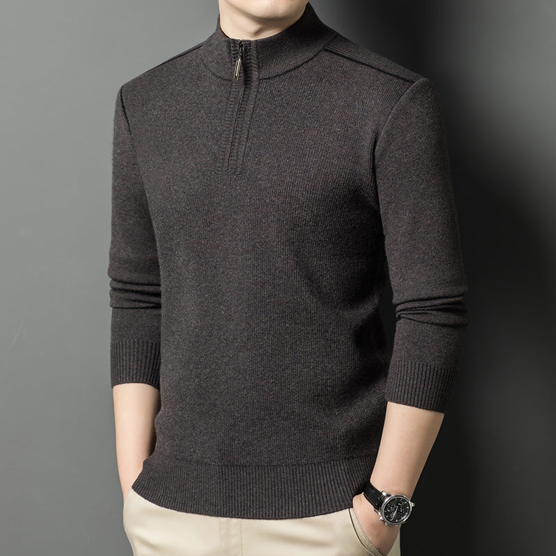 Herren eleganter Stehkragenpullover mit halbem Reißverschluss Echoarchiv