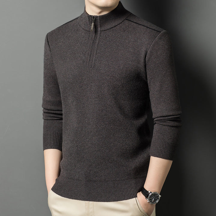 Herren eleganter Stehkragenpullover mit halbem Reißverschluss Echoarchiv