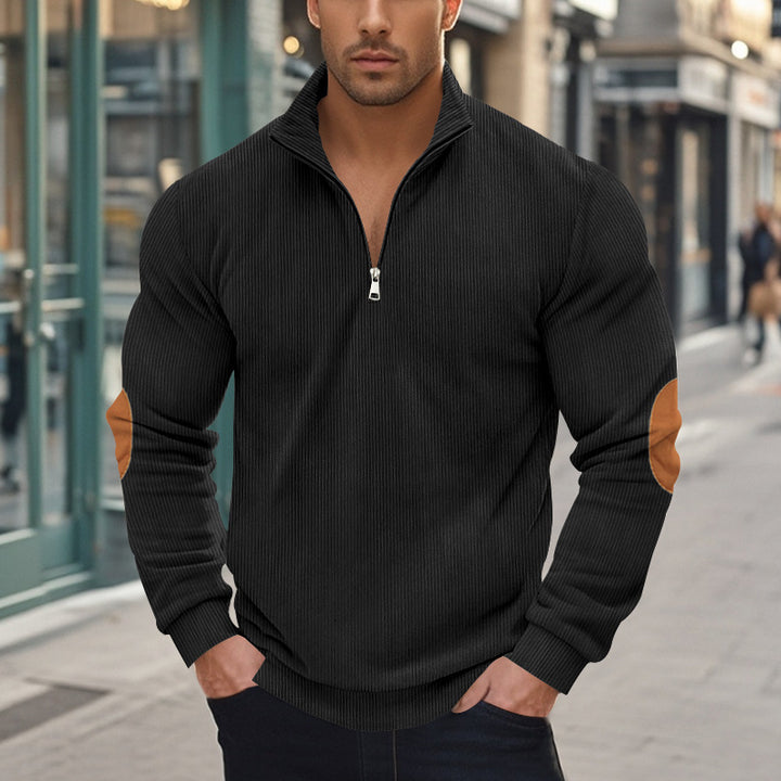 Herren Pullover mit halbem Reißverschluss und strukturiertem Design Echoarchiv