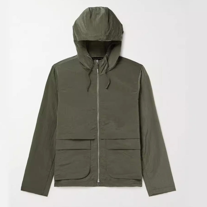 Herren leichte Outdoor-Jacke mit verstellbarem Kapuzenkragen und großen Taschen Echoarchiv