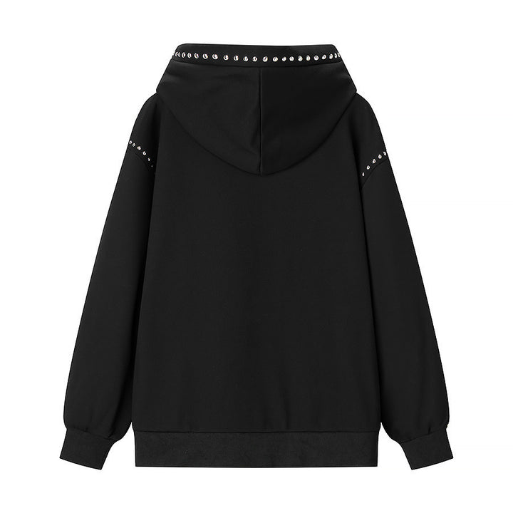 Damen Oversize-Kapuzenpullover mit Nietenbesatz und Ballonärmeln Echo Archiv
