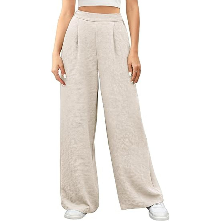 Damen hochtaillierte weite Palazzo-Hose mit Strukturstoff Echoarchiv