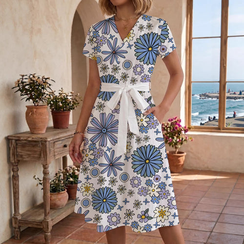 Damen Midikleid mit floralem Muster und Taillengürtel Echo Archiv