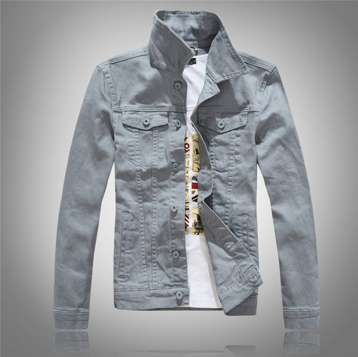 Herren stylische Denimjacke mit modernem Stehkragen und praktischen Taschen Echoarchiv