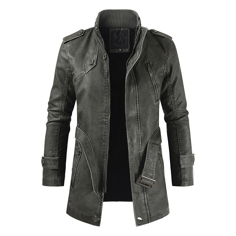 Herren modische Biker-Lederjacke mit asymmetrischem Reißverschluss und praktischen Taschen Echoarchiv