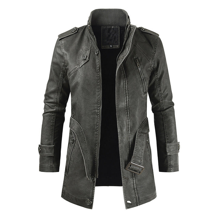 Herren modische Biker-Lederjacke mit asymmetrischem Reißverschluss und praktischen Taschen Echoarchiv