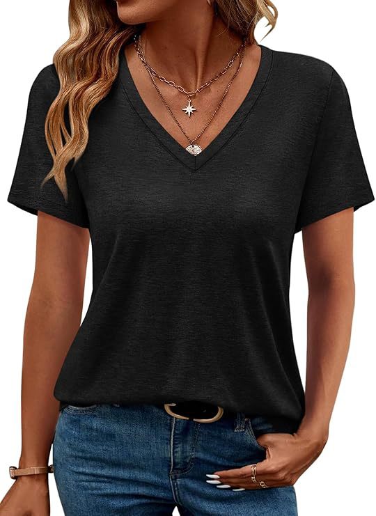 Damen V-Ausschnitt T-Shirt Aus Weichem Single Jersey Echoarchiv