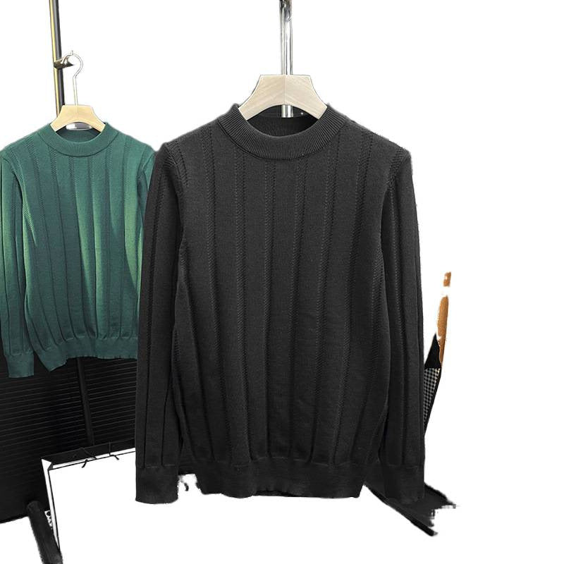 Herren Feinstrick-Pullover mit vertikaler Rippenstruktur und kurzem Stehkragen Echoarchiv