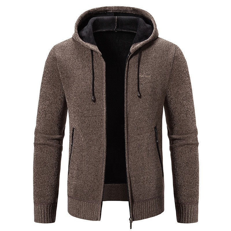Herren nan warme Strickoptik-Zipjacke mit Teddyfutter, Kapuze und verdeckten Reißverschlusstaschen Echo Archiv