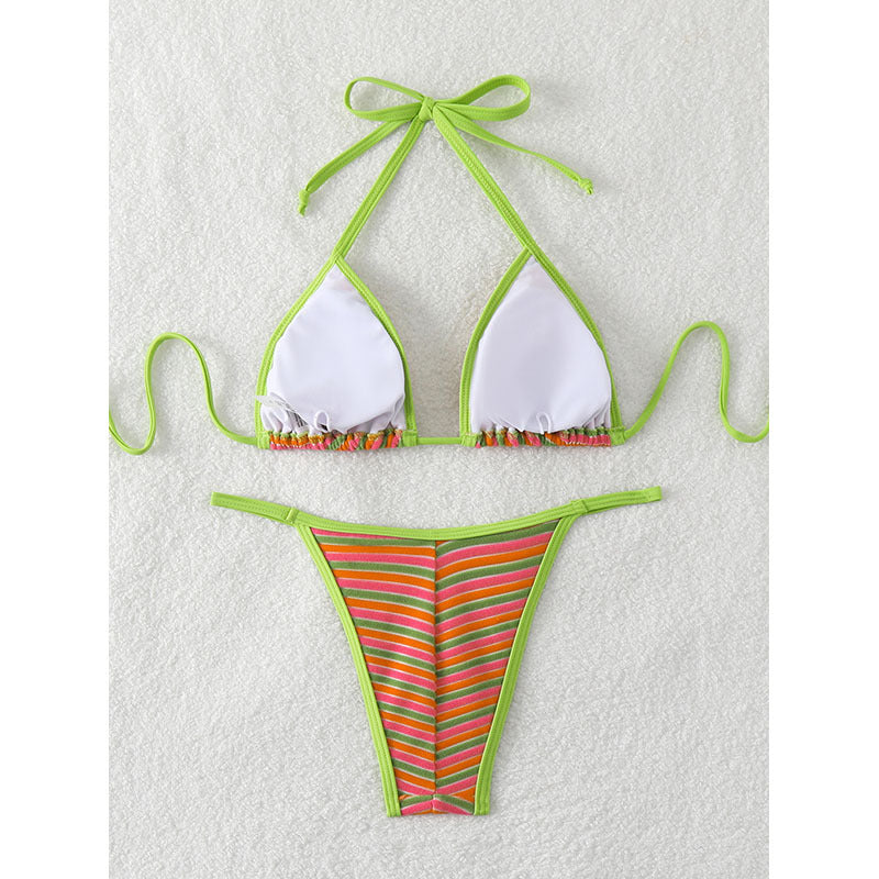 Damen Triangel-Bikini mit bunten Streifen und verstellbaren Trägern Echo Archiv