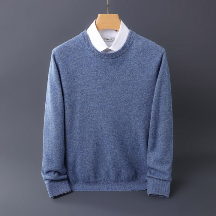 Herren Feiner Rundhals-Strickpullover in Kaschmir‑Optik mit gerippten Bündchen Echoarchiv