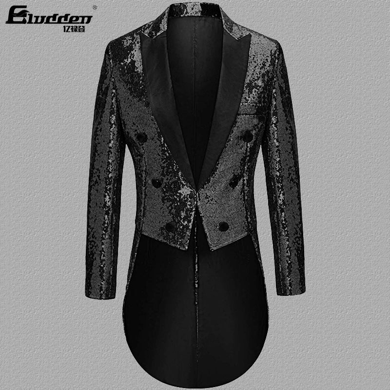 Herren Pailletten Blazer mit doppelter Knopfleiste und elegantem Revers Echoarchiv