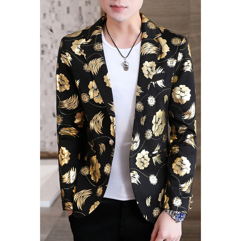 Herren Eleganter Blazer mit floralem Design und goldenen Akzenten Echoarchiv
