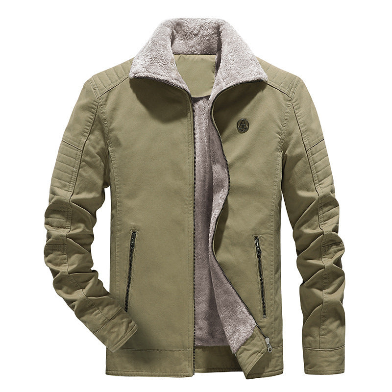 Herren Gefütterte Canvasjacke mit Sherpa‑Innenfutter und hohem Stehkragen – Taviero
