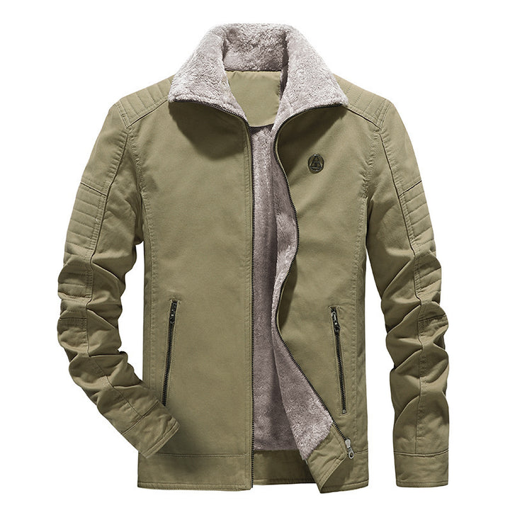 Herren Gefütterte Canvasjacke mit Sherpa‑Innenfutter und hohem Stehkragen – Taviero