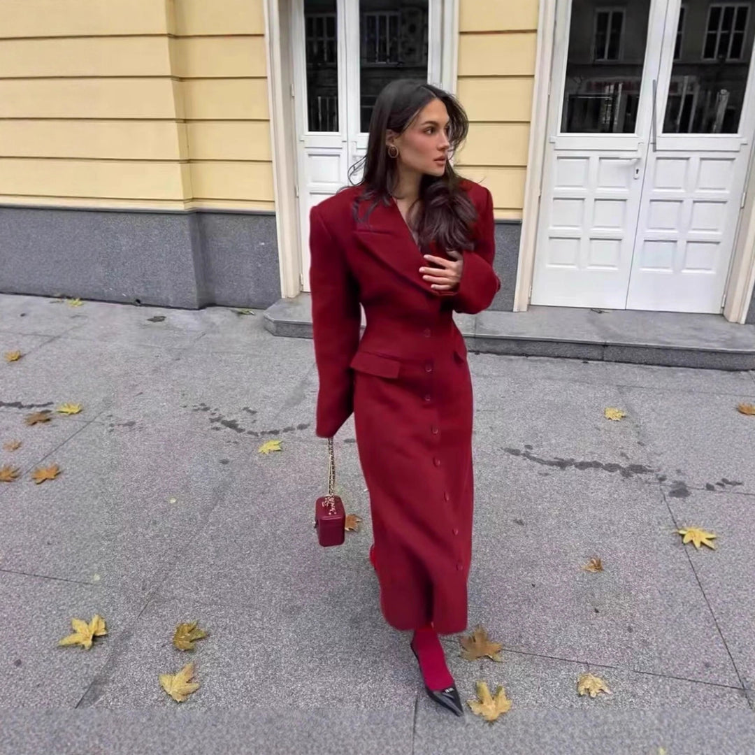 Damen Longline-Wollmixmantel mit Schalkragen und Pattentaschen Echo Archiv
