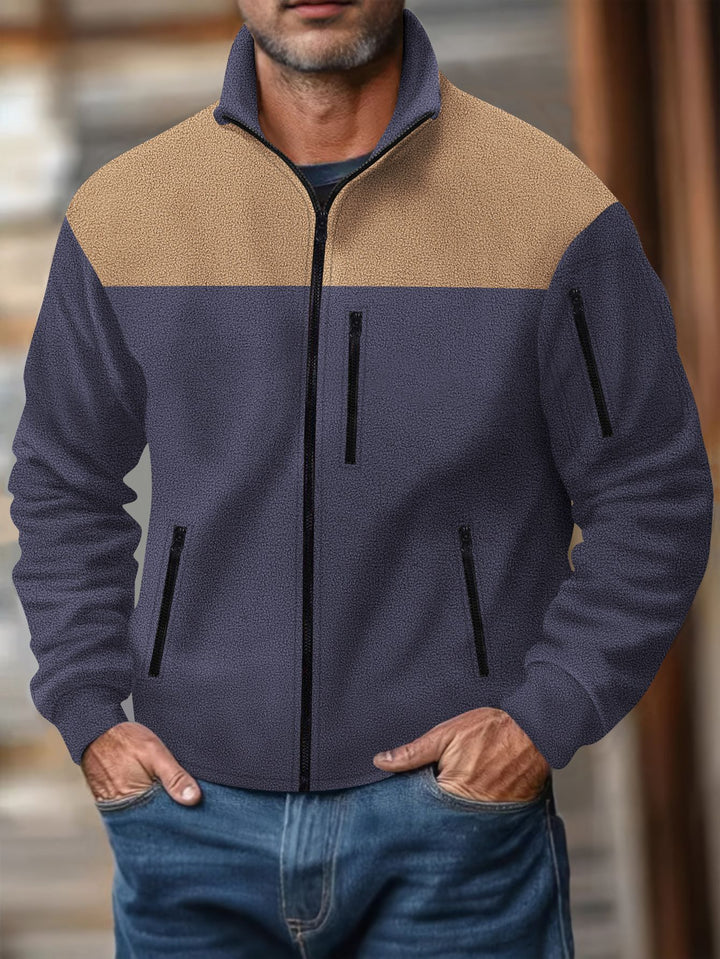 Herren Fleecejacke mit stylischem Farbdreieck-Design Echoarchiv
