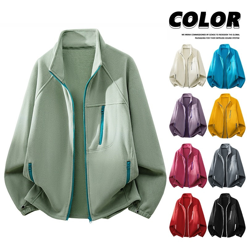 Unisex Leichte Fleecejacke mit Stehkragen, Raglanärmeln und multiplen Reißverschlusstaschen Echo Archiv