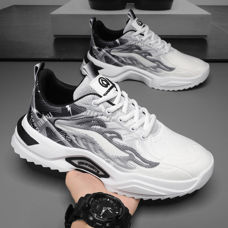 Unisex leichte Fashion-Plateau-Sneaker mit atmungsaktivem Mesh, dynamischem Wellenprint und gepolstertem Einstieg – Norré
