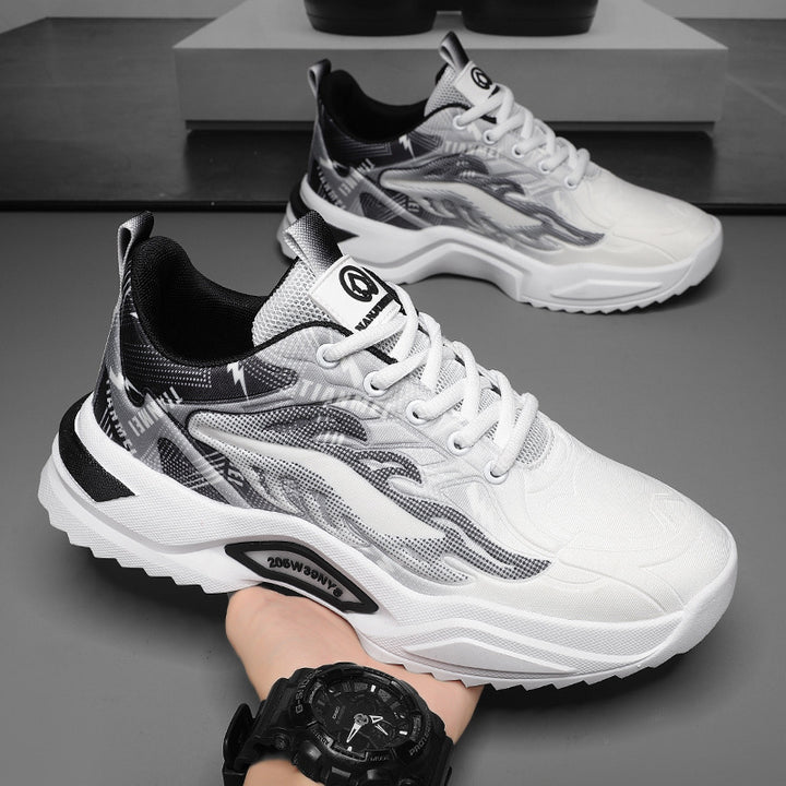 Unisex leichte Fashion-Plateau-Sneaker mit atmungsaktivem Mesh, dynamischem Wellenprint und gepolstertem Einstieg – Norré