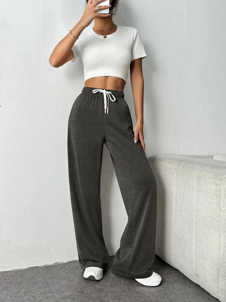 Damen Relaxed Weite Jersey Drawstring Lounge-Hosen Echoarchiv