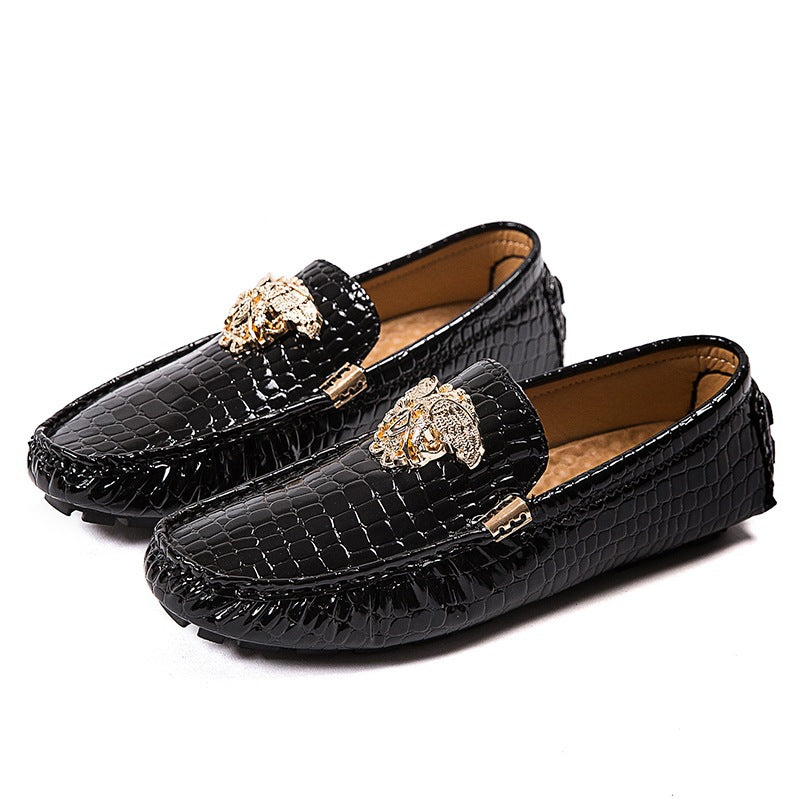 Damen lackierte Mokassin-Fahrerhalbschuhe mit Krokoprägung, weichem Lederfutter und profilierter Noppenlaufsohle Echo Archiv