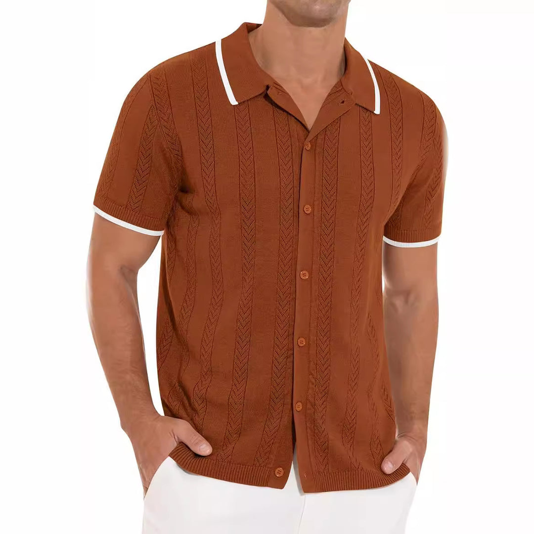 Herren Kurzarmpoloshirt mit strukturiertem Design Echoarchiv