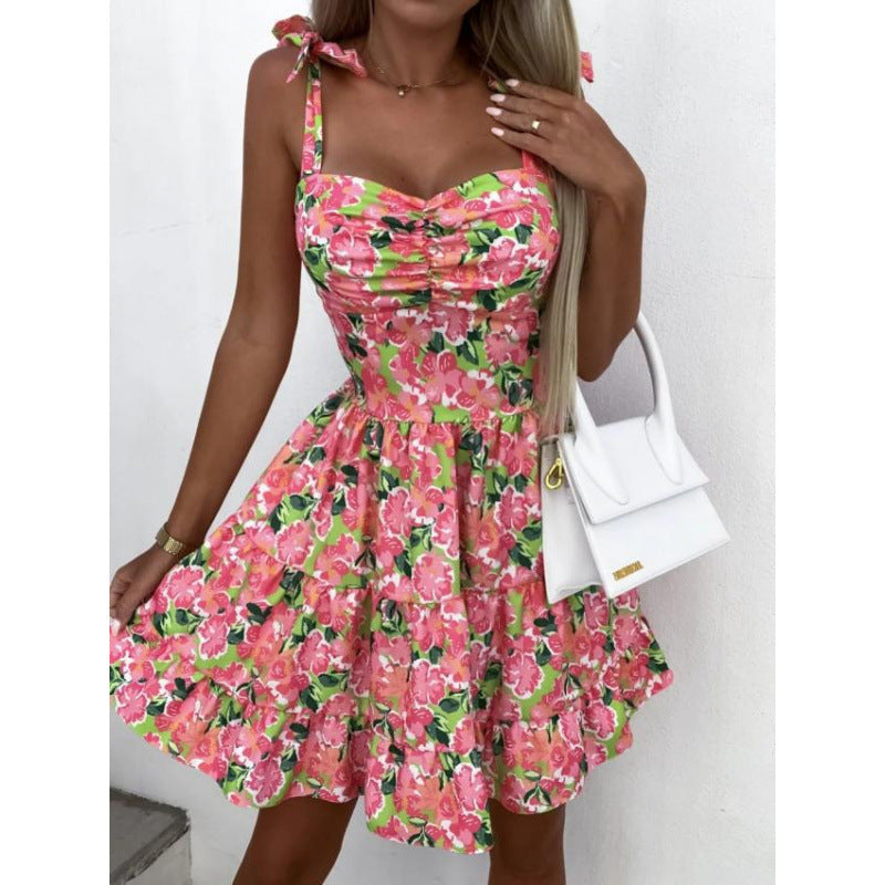 Damen Minikleid mit hohen Bund und verspielten Schulterbändern Echo Archiv