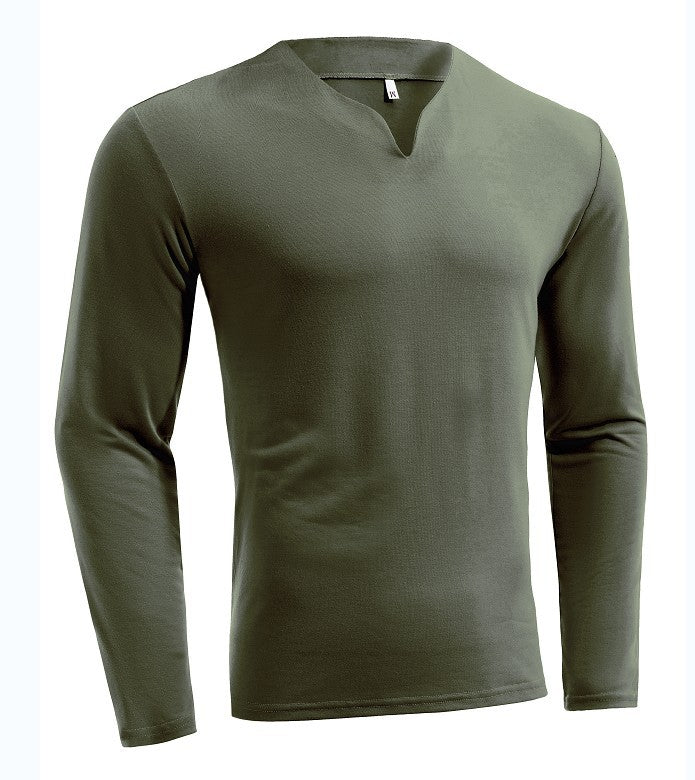 Herren nan Langarmshirt mit V-Ausschnitt Slim Fit Baumwollmix und elastischem Komfortbund Echo Archiv