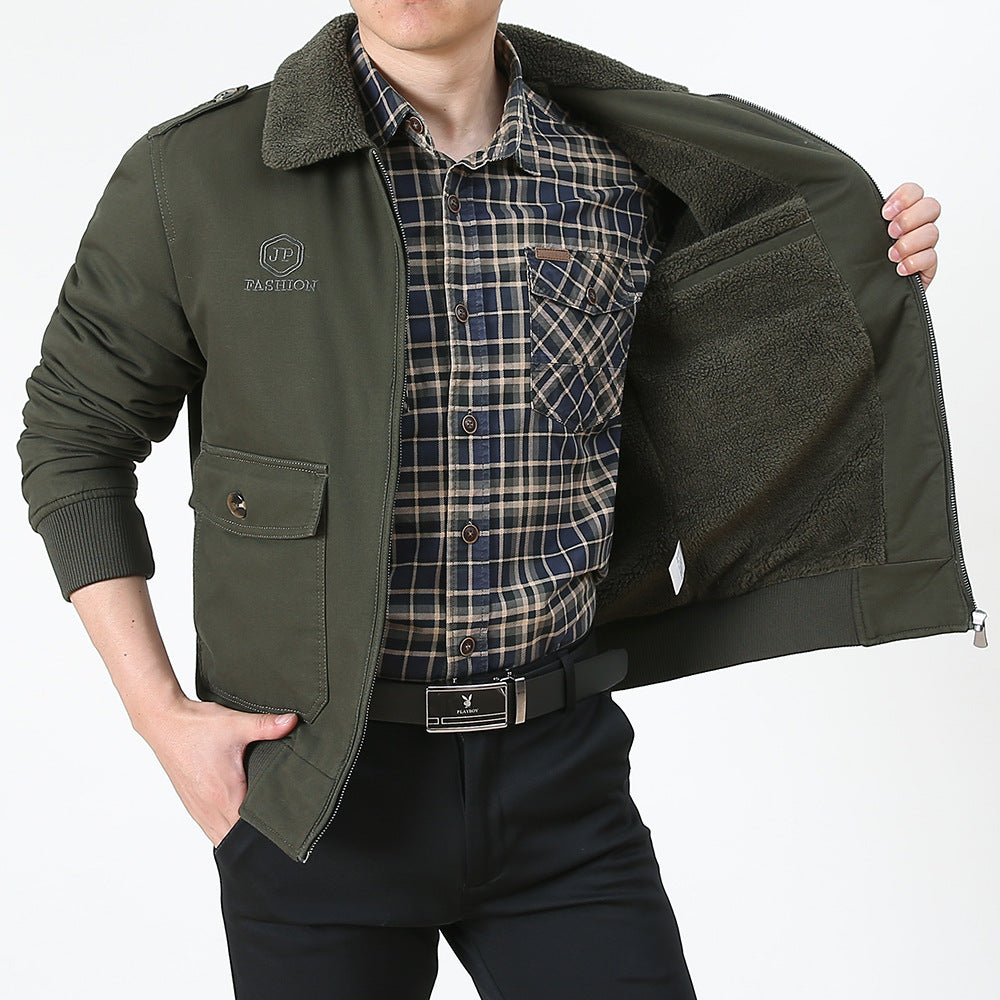 Herren Utility-Flightjacke aus Baumwollmix mit Teddykragen und aufgesetzten Pattentaschen Echo Archiv