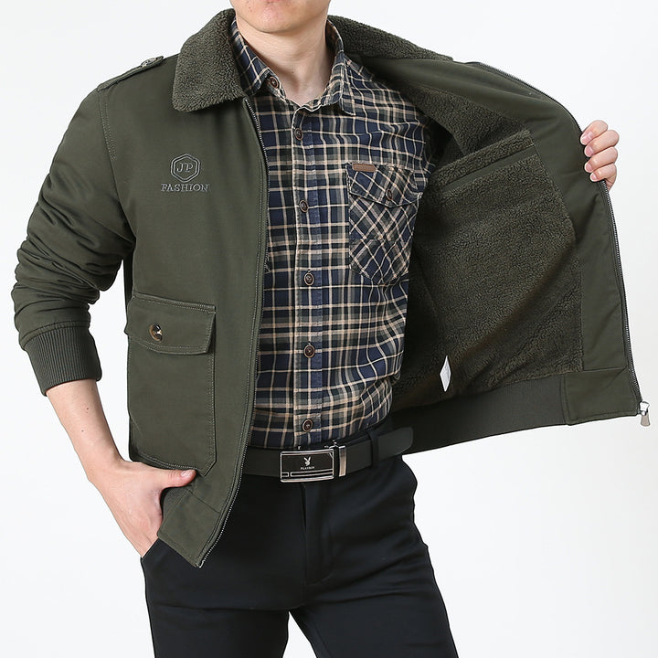 Herren Utility-Flightjacke aus Baumwollmix mit Teddykragen und aufgesetzten Pattentaschen Echo Archiv