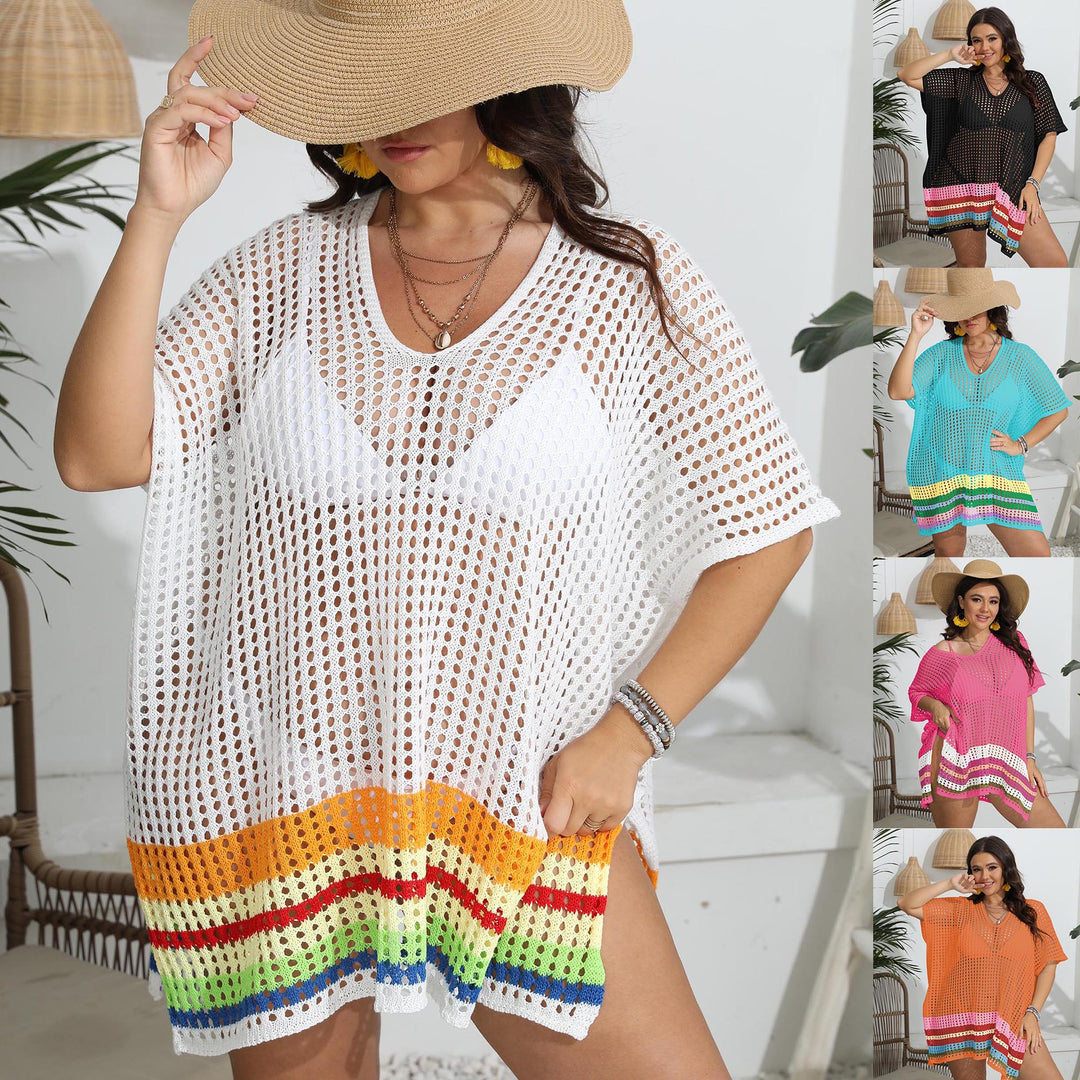 Damen transparenter Strandüberwurf mit buntem Lochdesign Echo Archiv