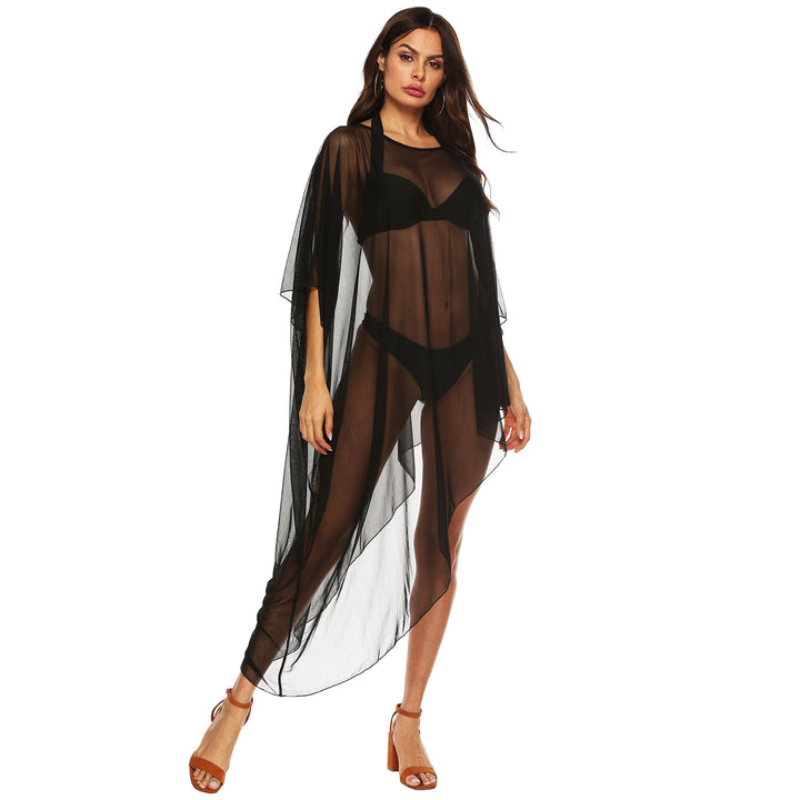 Damen transparenter Strandüberwurf mit eleganten Ärmeln Echo Archiv