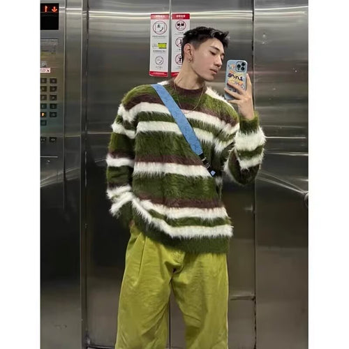 Herren Modischer Strickpullover mit grober Textur Echoarchiv