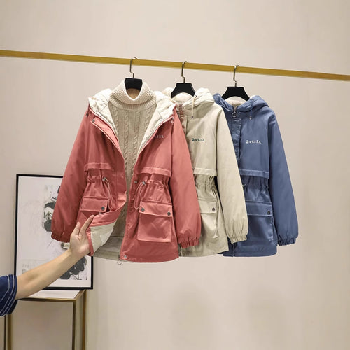 Damen gefütterte Parka-Jacke mit Kapuze und verstellbarem Taillenzug – Avérine