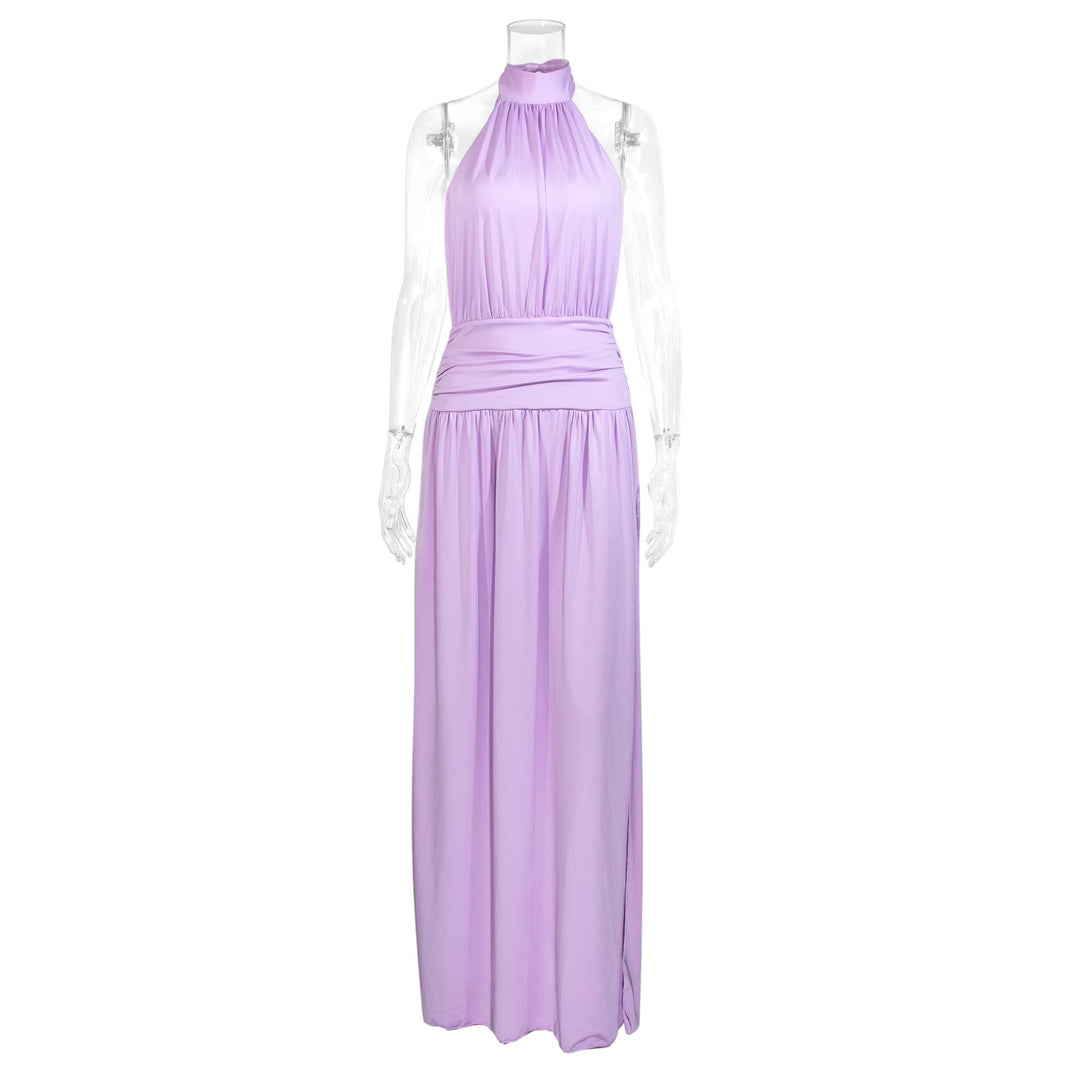 Damen Elegantes Halsnaht-Maxikleid mit seitlichem Schlitz Echo Archiv