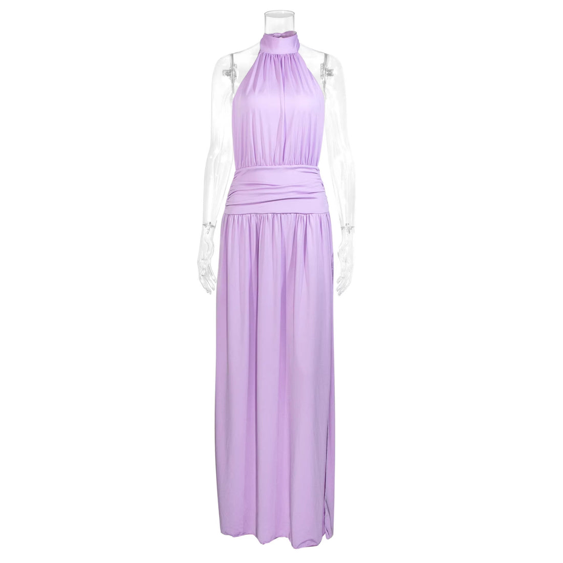 Damen Elegantes Halsnaht-Maxikleid mit seitlichem Schlitz – Valéora