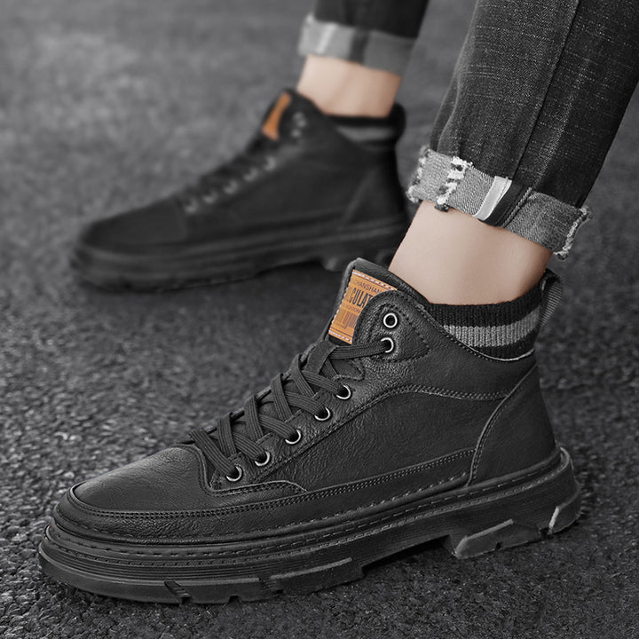 Herren lederoptik High-Top City-Boot Sneaker mit gestricktem Schaftkragen und stoßdämpfender Profilsohle Echo Archiv
