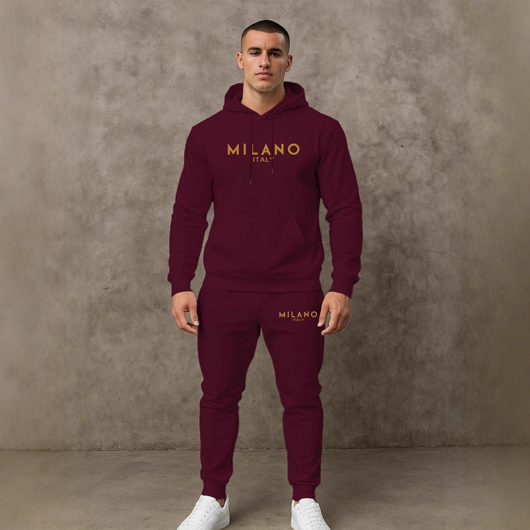 Herren Hoodie und Jogginghose Set mit stylischem Milano Print Echoarchiv